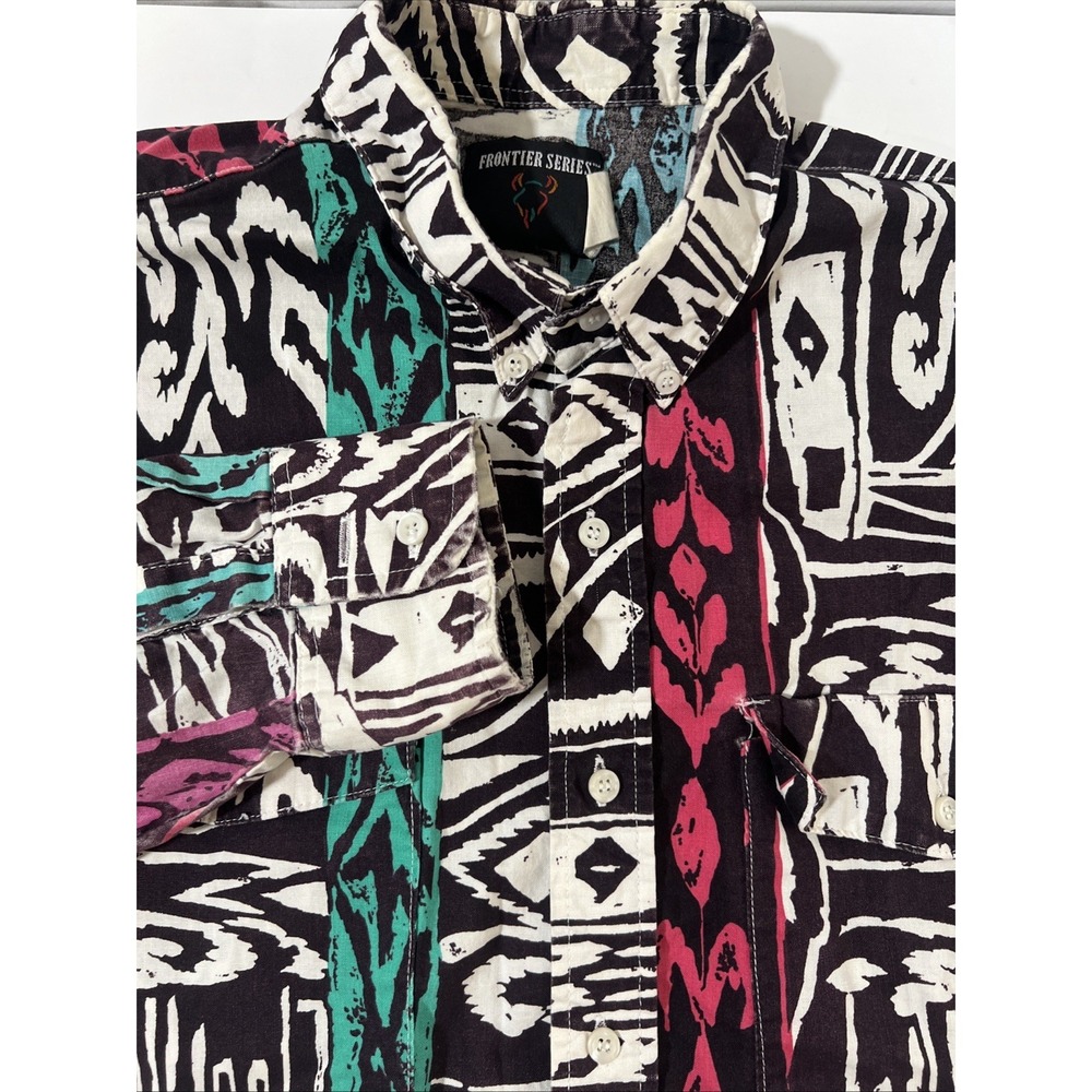 Vintage Frontier Series Shirt Mens Large‎ Aztec Western 90s
